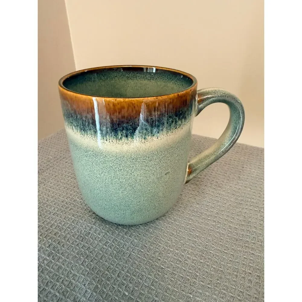 Large Capacity Raku Retro Mug Beautiful reactive glaze finish New 15 1/2 Oz